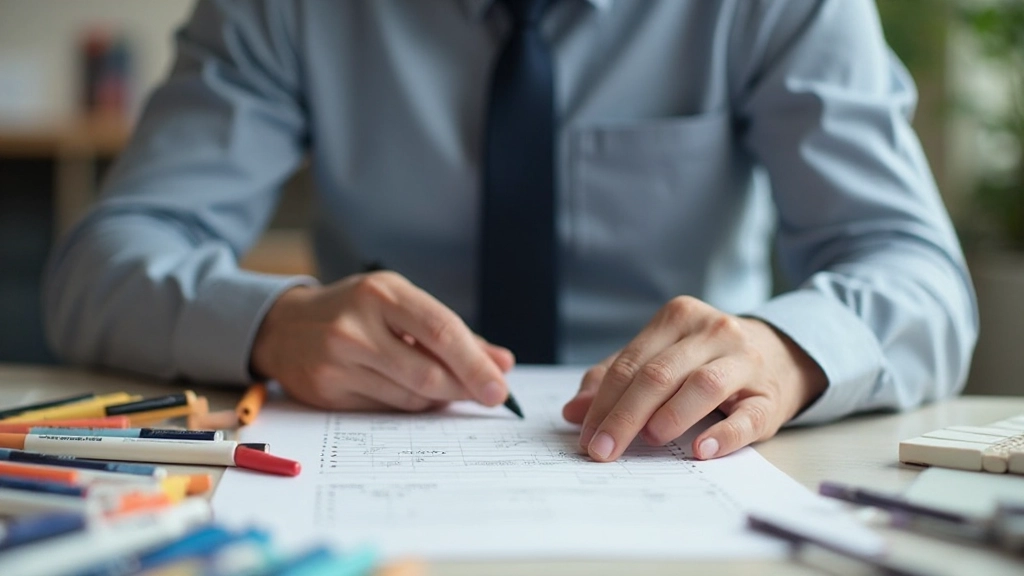Professionele foto van persoon die Nederlands grammatica bestudeert met kleurrijke notities